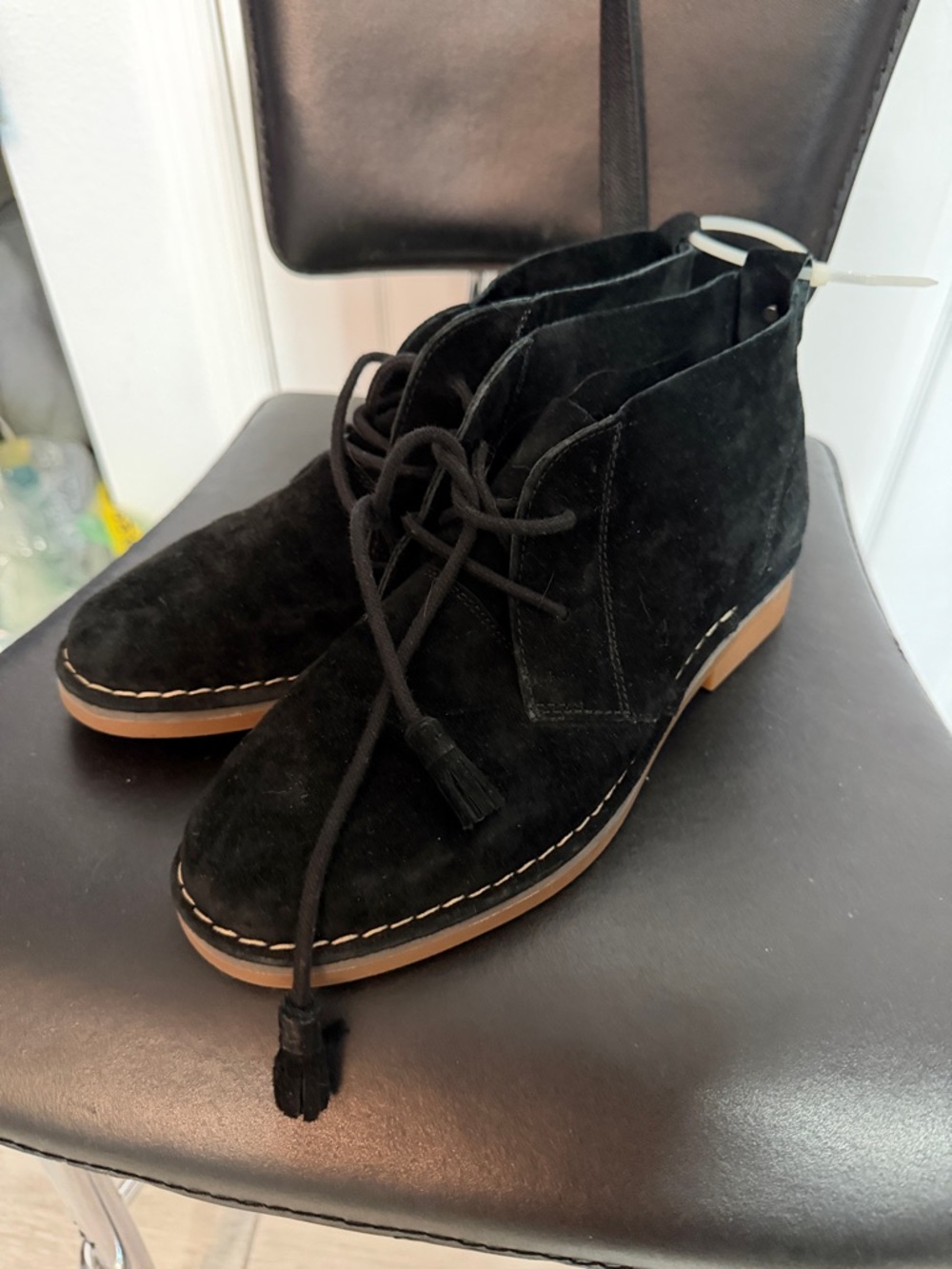 Hush Puppies Black Suede Chukka Boots with Tassel Laces